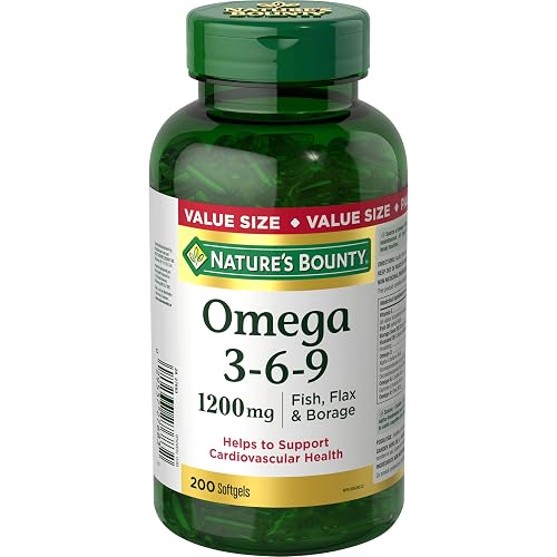 NATURE'S BOUNTY Omega 3-6-9, 1200 mg Fish, Flax & Borage, 200 Softgels
