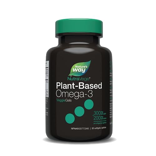Nature’s Way NutraVege Plant-Based Omega-3 – 300mg EPA + 200mg DHA – Supports Heart, Brain & Eye Health – Plant Based – 30 Softgels