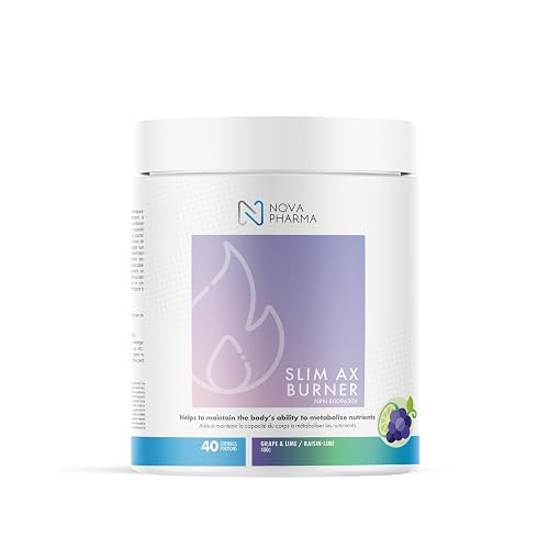 Nova Pharma Slim AX Pre-Workout Powder – Botanical Formula with Garcinia Cambogia, L-Carnitine & Chromium – 40 Servings (Grape & Lime)
