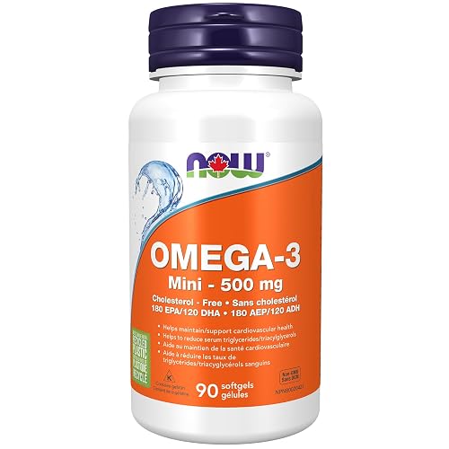 NOW Supplements, Omega-3 Mini Gels, 180 EPA / 120 DHA, Molecularly Distilled, Cardiovascular Support, 90 Softgels