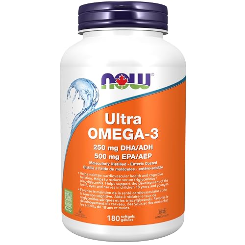 NOW Supplements, Ultra Omega-3 Molecularly Distilled and Enteric Coated, 180 Softgels