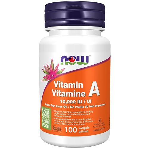NOW Supplements, Vitamin A 10,000 IU, Eye Health, Essential Nutrition, 100 Softgels