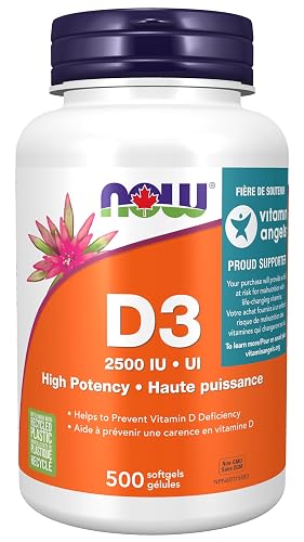 NOW Supplements, Vitamin D-3 2,500 IU, High Potency, Structural Support*, 500 Softgels