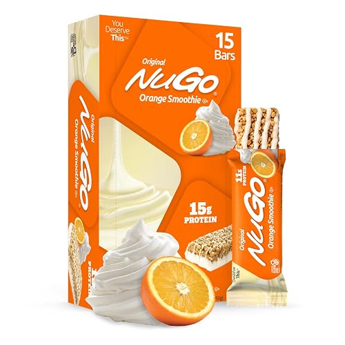 NuGo All-Natural Nutrition Bar, Orange Smoothie, 1.76-Ounce Bars (Pack of 15)