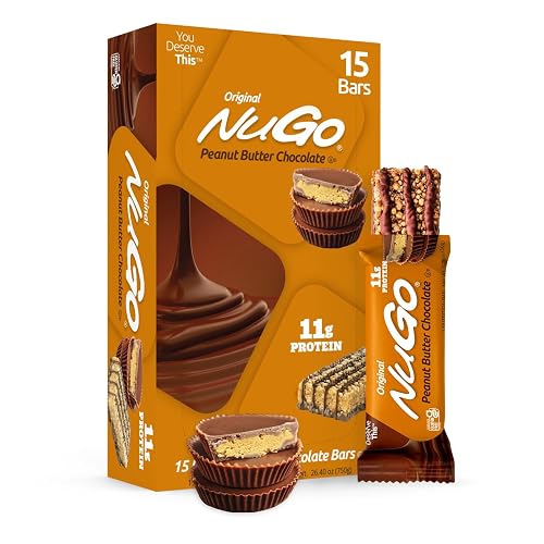 NuGo All-Natural Nutrition Bar, Peanut Butter Chocolate, 1.76-Ounce Bars (Pack of 15)