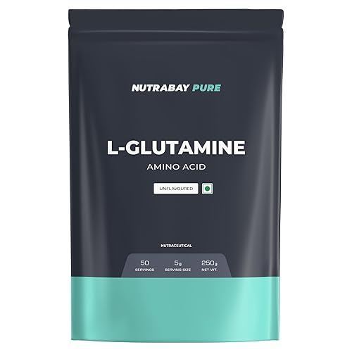 Nutrabay Pure L-Glutamine Powder 5000mg, Amino Acid - Post Workout Supplement for Muscle & Immunity Build Up - 250g, Unflavoured | 100% Authentic Supplement | No Banned Substances | Tested for Purity