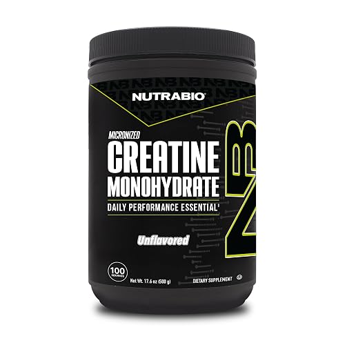 NutraBio Creatine Monohydrate Powder, Micronized Formula, Strength Support, Muscle Recovery, Convenient Daily Fitness Supplement for Performance and Endurance – Unflavored – 500g