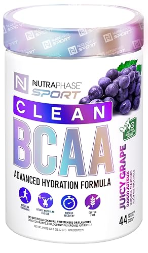 NutraPhase Sport Clean BCAA, Vegan-Friendly, Gluten Free, Juicy Grape, 44 Servings, 528 grams