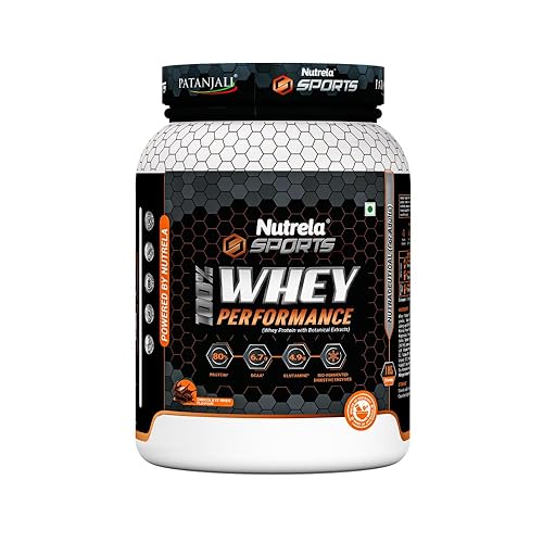 NUTRELA Sports Patanjali Whey Protein 1kg | Concentrate + Isolate | 24g Protein Per Scoop | 6.7g BCAA, 4.9g Glutamine with Digestive Enzymes for quick absorption & easy digestion | Muscle - Building & Recovery | 100% Vegetarian | Irish Chocolate