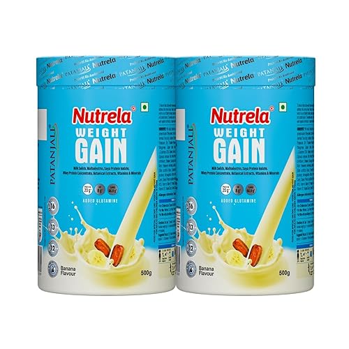NUTRELA Weight Gainer Powder | 500G Banana Flavour (Pack of 2) | High-Calorie Mass Gainer With Vitamins & Khandsari Sugar | Ideal For Men & Women