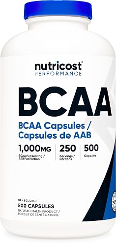 Nutricost BCAA Supplement (1000mg) 500 Capsules, Gluten-Free