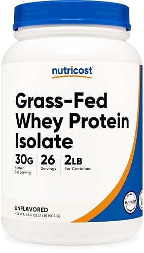 Nutricost Grass-Fed Whey Protein Isolate (Unflavored) 2LBS | GMO-Free, Gluten Free, Pure Protein