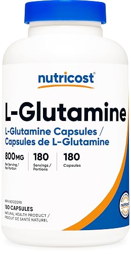 Nutricost L-Glutamine (800mg) 180 Capsules, Gluten-Free, GMO-Free