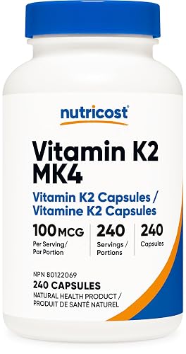 Nutricost Vitamin K2 (MK4) 100mcg, 240 Capsules, Vitamin K2 Supplement