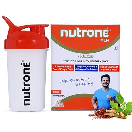 Men Saffron Flavour 3 Protein Blend (Soy+Whey+SMP) Powder by Pentasure, 300g Carton