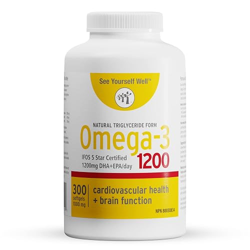 Omega 3 Supplements, High EPA & DHA Fish Oil 1200mg, No Fishy Taste, 300ct