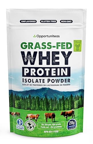 Opportuniteas Unflavored Grass Fed Whey Isolate Protein Powder, 1lb