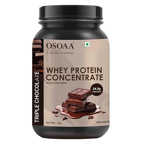OSOAA Whey Protein Concentrate Powder 1kg, Triple Chocolate | 24.3g Protein Powder for Muscle Support & Recovery | 100% Authentic Protein Supplement Powder & No Adulteration
