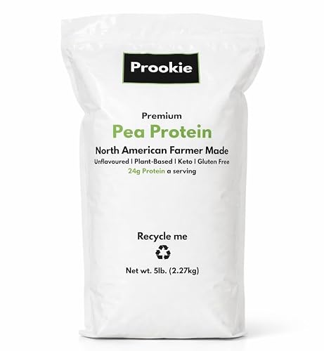 Pea Protein Powder 5lbs | 100% Pea Protein | Canadian Farmers | 80% Protein, 24g Per Serving | Plant-Based, Vegan, Unflavoured | Gluten Free, Lactose Free, Soy Free | 75 Servings