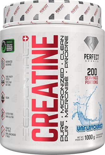 PERFECT SPORTS Creatine Monohydrate Powder | 100% Pure Creatine Monohydrate, Micronized for Better Absorption | Boost Strength, Muscle Growth & Performance | Unflavoured, 200 Servings, 1000g