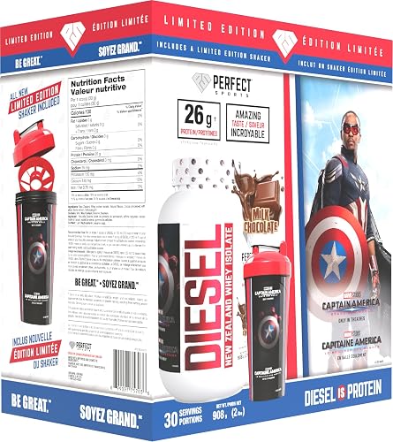 PERFECT SPORTS - DIESEL Limited Edition Super Hero Gift Box Set with 2lb DIESEL Whey Protein Isolate and a 700ml Limited Edition Shaker - Milk Chocolate