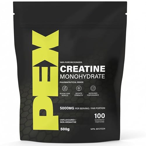 PEX Creatine Monohydrate Powder 500g | 100% Pure Micronized Creatine | 5000mg Per Serving | Pharmaceutical Grade | Unflavoured | Boosts Strength, Performance & Lean Muscle | 100 Servings