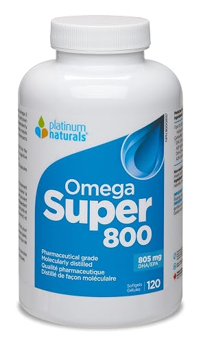 Platinum Naturals Super 800, 120 Softgels - Premium Fish Oil Omega 3 Supplement, High-Potency EPA & DHA for Eye & Heart Health, Cholesterol Support, Pure Omega-3 Fatty Acids, No Fishy Aftertaste
