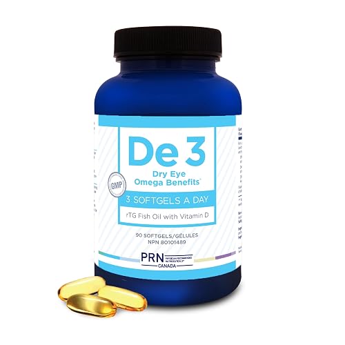 PRN De3 Dry Eye Ultra Pure rTG Omega 3 – Support for Dry Eyes - 2240mg EPA & DHA – New & Improved-Burpless-1 serving, 1-month supply