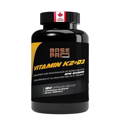 PRO Vitamin K2 + D3 Supplement – 180 Vegetarian Capsules | 120 mcg K2 (MK-7) & 1000 IU D3 per Serving | Supports Bone & Immune Health | Base Pro Nutrition®