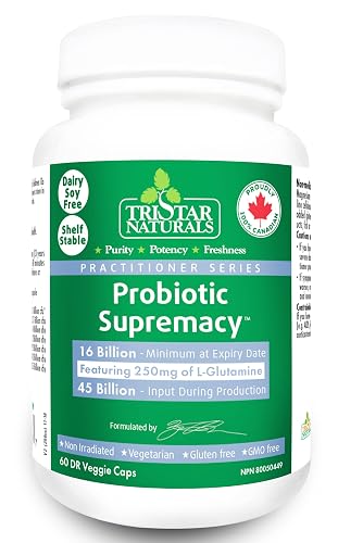 Probiotic Supremacy, 250 mg of L-Glutamine, Shelf stable, 7 strains, Made in Canada (60 DR vcaps)