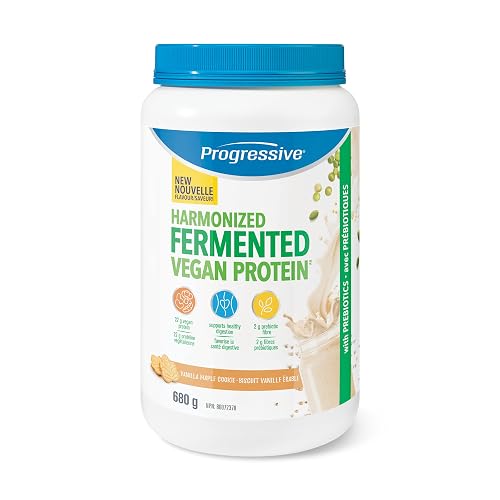 Progressive Harmonized Fermented Vegan Protein Powder Vanilla Maple Cookie, Canadian Made 23 g Plant-Based Organic Non-GMO Protein with 2 g Fiber, Blend of 5 non-GMO Legumes, Grains and Seeds for Easy Digestion, 680 g