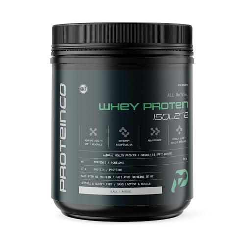 ProteinCo | Pure All Natural Grass-Fed New Zealand Whey Protein Isolate Powder | 27g per serving | Pure Isolate | Gluten & Lactose Free | Low-Calorie | One Ingredient | 454g (Unflavoured)