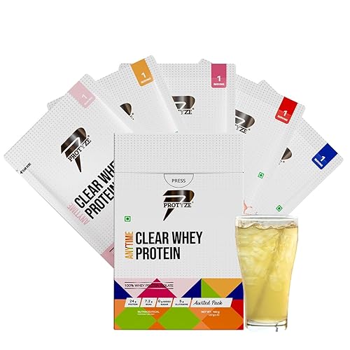 Anytime Clear Whey Protein Isolate 160gm | 24g Protein Per Scoop | Pack of 5| ISO & HACCP Certified | Lean Muscle Growth, Easy Digestion & Refreshing