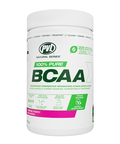PVL 100% Pure BCAA, 2:1:1 Fermented Vegan Aminos, Fruit Punch, 315 g
