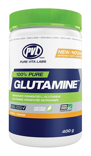PVL 100% Pure Glutamine, Fermented Vegan, Orange, 400 g