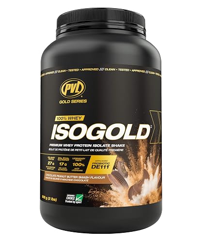 PVL ISO Gold – Premium Isolate 100% Whey Protein Powder – Superior Uptake, Optimal Nutrition Protein Shake – Enzyme Fortified – Easy Mixing – 900 g – Peanut Butter Chocolate
