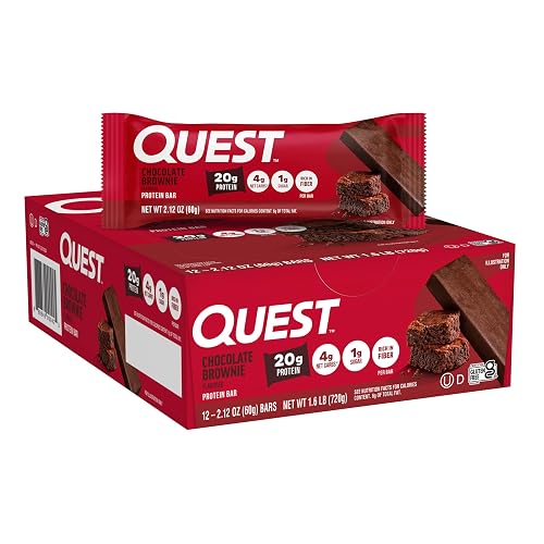 Quest Nutrition Protein Bar, Chocolate Brownie, 20g Protein, 2.12oz Bar, 12 Count