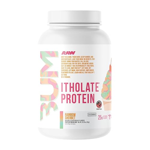 RAW Nutrition CBUM Itholate Whey Isolate Protein Powder | Chris Bumstead Signature Series | 25g Grass Fed Whey Protein, Low Carb, Low Sugar, Fat Free | 2LB (Rainbow Sherbet)