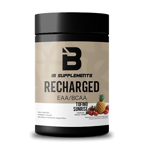 Recharged BCAA/EAA Supplement | 7825 mg Amino Acids Intra Workout Powder for Muscle Recovery | L-Leucine, Electrolytes & AstraGin | Strawberry Pineapple (Tofino Sunrise) | 30 Serves
