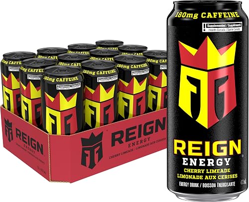 REIGN ENERGY, Cherry Limeade, 473mL Cans, Pack of 12