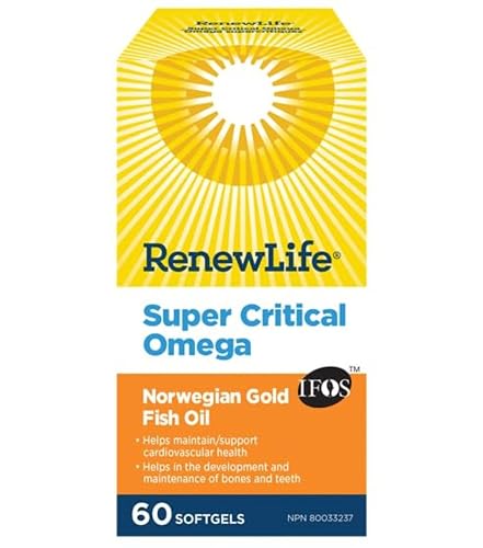 Renew Life Super Critical Omega 3 | Norwegian Gold Fish Oil | 60 Softgels