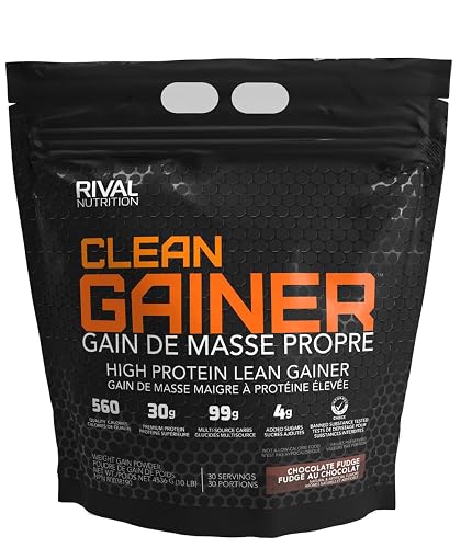 RIVAL NUTRITION Clean Gainer | High Protein Lean Mass Gainer Powder | 560 Calories, 30g Protein, 90g+ Multi Source Carbohydrate Blend, Low Sugar | 30 Servings, 10LB (Chocolate Fudge)
