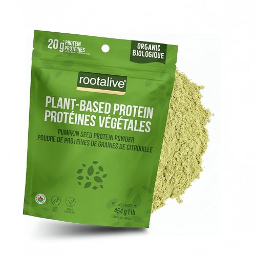 Rootalive Organic Pumpkin Seed Protein Powder 454g – 20g Plant-Based Protein per Serving – Raw, Vegan, Non-Dairy – Clean Ingredient Pumpkin Seed Powder for Smoothies, Shakes & Baking