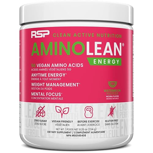 RSP AminoLean - All-in-One Pre Workout, Amino Energy, Weight Management Supplement with Amino Acids, Complete Preworkout Energy for Men & Women, Watermelon, 30 Servings