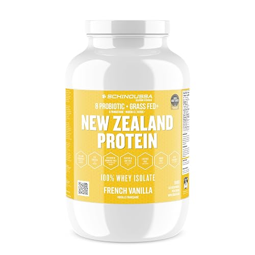 Schinoussa Super Foods New Zealand Whey Protein Isolate | 25g Protein | 0g Of Sugar | 1g Of Carbs | 110 Calories (French Vanilla, 910g (Pack of 1))
