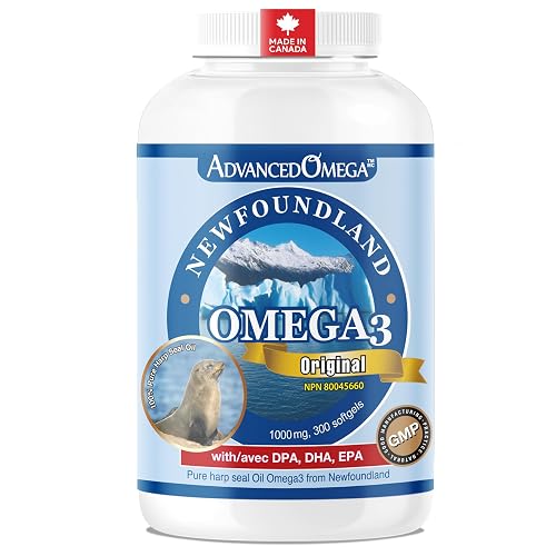 Seal Oil 1000MG (300 Count), Canadian Newfoundland Harp Seal Omega-3 Supplement, Non-GMO, Gluten-free, Soy-free, and Dairy-free, Made in Canada
