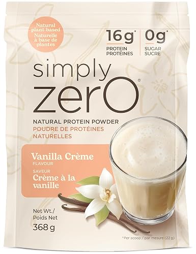 Simply Zero Vanilla Crème Protein Powder | Pea & Organic Brown Rice Blend | 16g Complete Protein | 17 Servings | Zero Preservatives | Stevia Sweetened | Plant-Based | Made in Canada