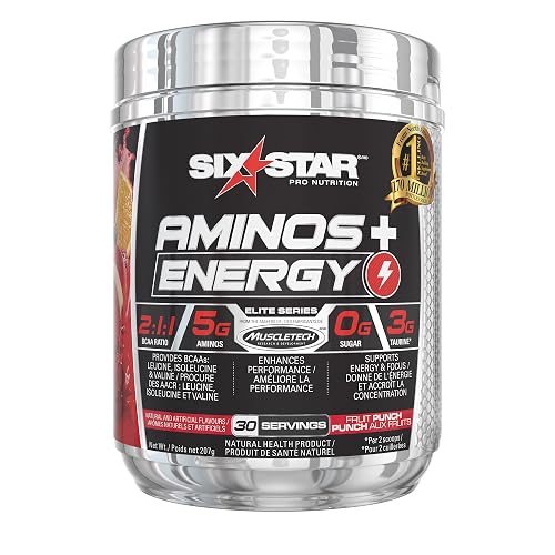 Six Star Amino Boost, BCAA Powder & Energy - Fruit Punch, 208g, 30 Servings