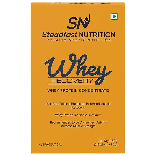 Steadfast Nutrition Whey Unflavoured Protein Concentrate 20g fast release Whey protein for muscle recovery growth & immunity (6 Sachets 150g)