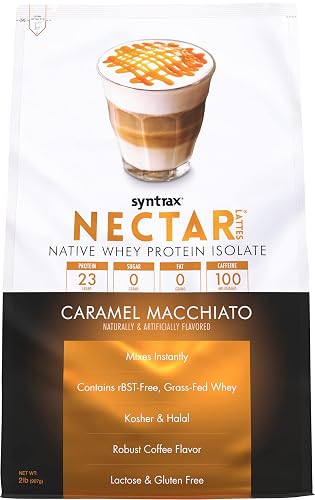 Syntrax Nutrition Nectar Lattes, Whey Protein Isolate, Caramel Macchiato, 2 lb